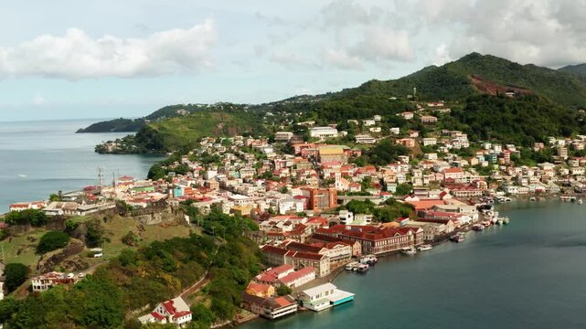 Aerial of St Georges Grenada carenage