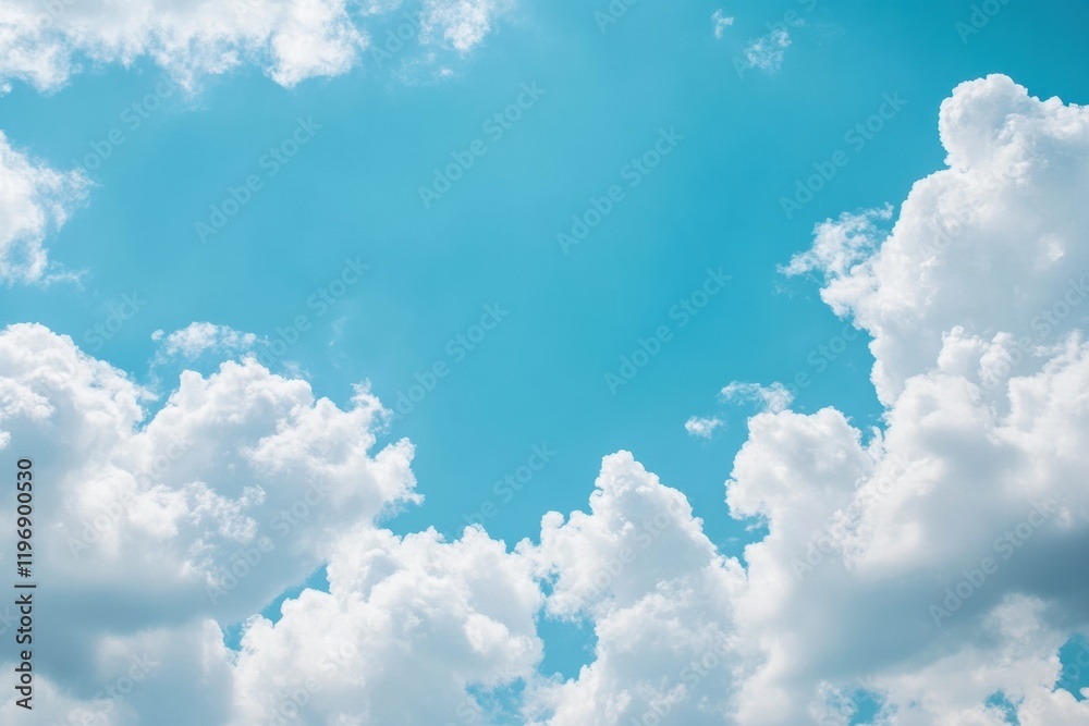 Aufkleber bright blue sky with fluffy white clouds, perfect for creative text placement or design projects. ge