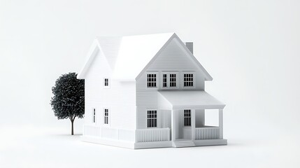 Fototapeta premium Modern Printed House Design on a Clean White Background