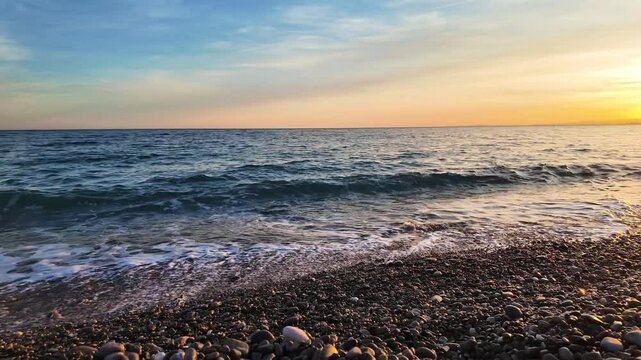 Panorama of The beach of city of Nice, Provence Alpes-Cote d'Azur, France