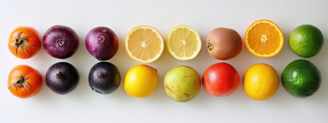 Colorful fruits and vegetables background
