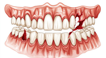 Obraz premium A model of human teeth with a white background