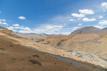 View of beautiful himalayan mountains at pang, passing through the keylong-leh road, ladakh, India.