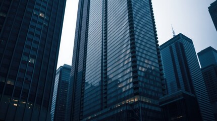 Fototapeta premium Toronto's Financial District skyscrapers under gentle, soft light diffused shadows, subtle illumination, detailed focus,