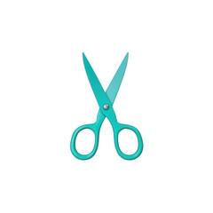 Fototapeta premium A pair of turquoise scissors isolated on a plain background, perfect for crafting tasks., isolated on a transparent background.
