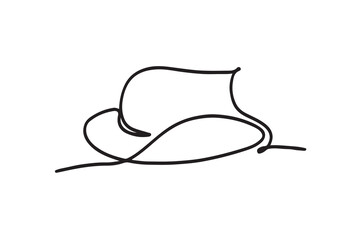 Hat line drawn continuous icon. Black gentleman hat vector icon. One line drawn hat icon.