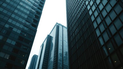 Fototapeta premium Toronto's Financial District skyscrapers under gentle, soft light diffused shadows, subtle illumination, detailed focus,