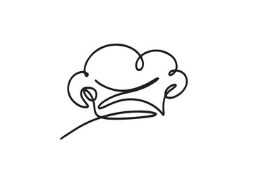 Chef hat. one line continuous drawing illustration. Hand drawn linear silhouette. 