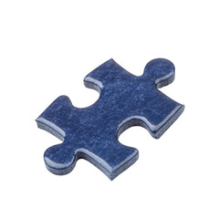 A single blue puzzle piece isolated on a white background., isolated on a transparent background.