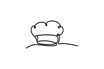 Chef hat. one line continuous drawing illustration. Hand drawn linear silhouette. 