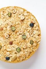 Honey Almond Layer Cake with Blueberries closeup