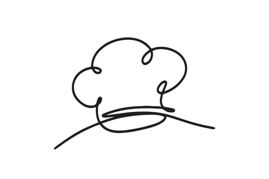 Chef hat. one line continuous drawing illustration. Hand drawn linear silhouette. 