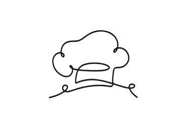 Chef hat. one line continuous drawing illustration. Hand drawn linear silhouette. 