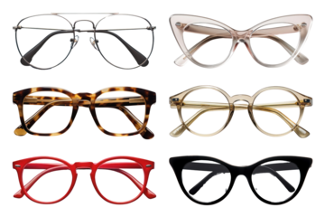 Stylish glasses and frames png element set on transparent background