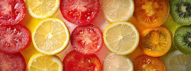 Colorful fruits and vegetables background