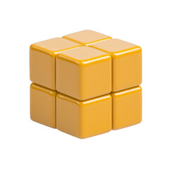 Obraz premium A vibrant yellow cube structure showcasing modern geometric design elements., isolated on a transparent background.