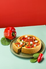 Red Pepper and Spinach Quiche with Blue Cheese