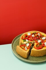 Rustic Red Pepper and Blue Cheese Quiche