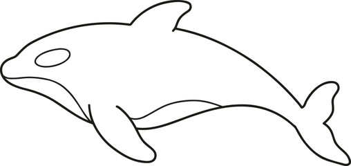 Simple and adorable Killer Whale line art illustration