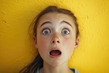 A young girl with an unexpected surprise on her face, suitable for use in various scenarios such as storytelling, advertising or editorial content