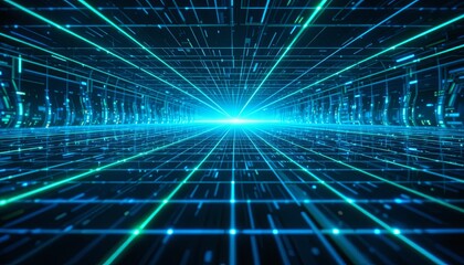 Digital Data Highway Futuristic Cyber Space Network Tunnel Grid