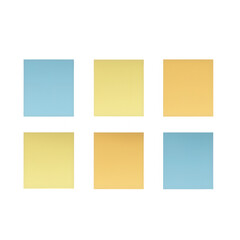 Colorful sticky notes arranged in a grid, ideal for organization and creativity., isolated on a transparent background.
