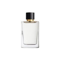 Elegant perfume bottle with a minimalist design on a white background., isolated on a transparent background.