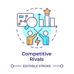 Competitive rivals multi color concept icon. Intensity of competition within industry. Porter 5 forces. Round shape line illustration. Abstract idea. Graphic design. Easy to use in brochure