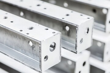 Obraz premium A close-up shot of a bundle of metal beams, suitable for architectural or construction-related contexts