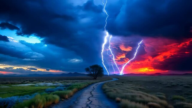 Background with two paths to choose God or Satan the Good or the evil