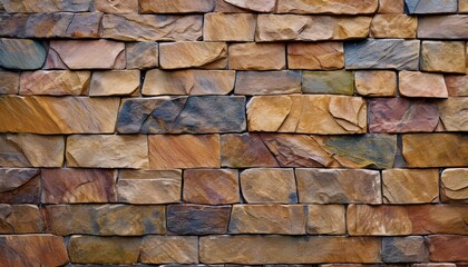 Fototapeta premium GeRustic Natural Stone Wall Texture – Authentic Earth-Toned Mosaic for Interior and Exterior Design, Garden Pathways, Accent Walls, and Architectural Projects