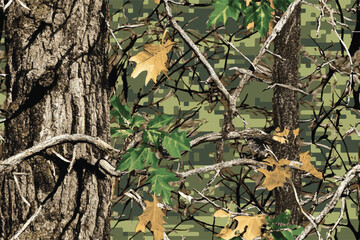 Realistic Real Tree Forest Camouflage Pattern for Military and Hunting Gear