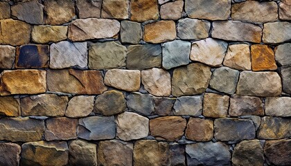 Obraz premium GeRustic Natural Stone Wall Texture – Authentic Earth-Toned Mosaic for Interior and Exterior Design, Garden Pathways, Accent Walls, and Architectural Projects