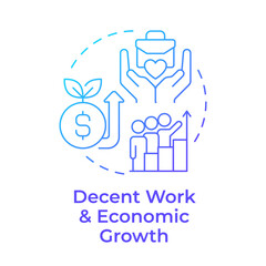 Decent work and economic growth blue gradient concept icon. Sustainable development. Round shape line illustration. Abstract idea. Graphic design. Easy to use in infographic, presentation