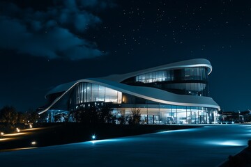 modern business center at night, Generative AI