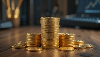 Golden Cryptocurrency Stacks:  Wealth, Finance, and Investment Growth Visualized