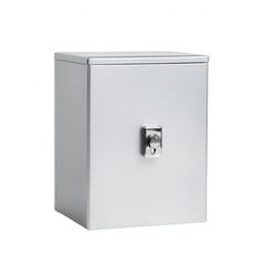 Stylish silver storage box with a sleek design for modern living spaces., isolated on a transparent background.