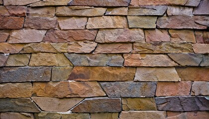 Obraz premium GeRustic Natural Stone Wall Texture – Authentic Earth-Toned Mosaic for Interior and Exterior Design, Garden Pathways, Accent Walls, and Architectural Projects