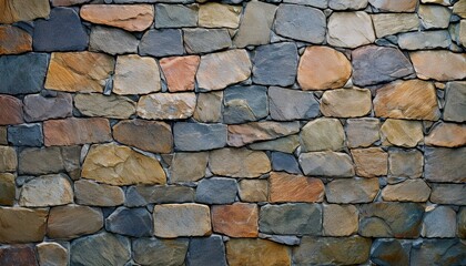 Obraz premium GeRustic Natural Stone Wall Texture – Authentic Earth-Toned Mosaic for Interior and Exterior Design, Garden Pathways, Accent Walls, and Architectural Projects
