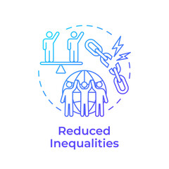 Reduced inequalities blue gradient concept icon. Social equality, community. Political inclusion. Round shape line illustration. Abstract idea. Graphic design. Easy to use in infographic, presentation