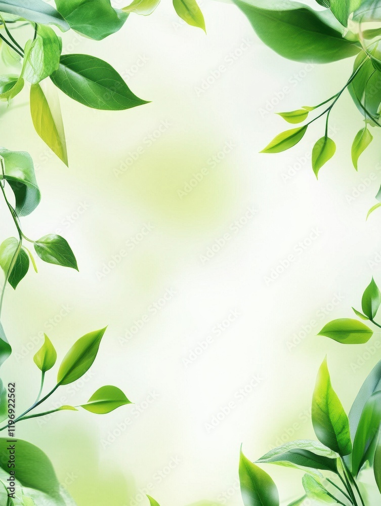Leinwandbilder fresh green leaves frame with space for text suitable for creative projects or digital designs. gene