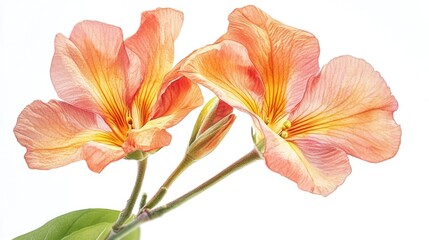 A close-up shot of two flowers arranged in a decorative vase, perfect for use in still life photography or as a design element