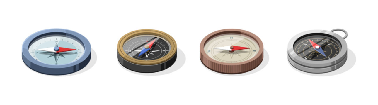 Isometric illustration of a compass