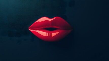 Obraz premium Captivating red lips close-up studio setting beauty image dramatic lighting artistic perspective alluring concept for marketing