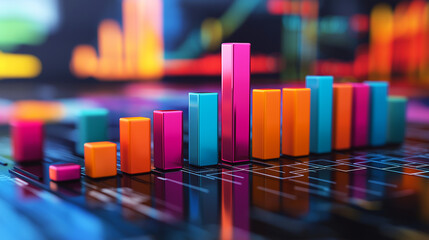 A vibrant bar chart illustration: a dynamic representation of data analytics and business growth for presentations, reports, and visual storytelling