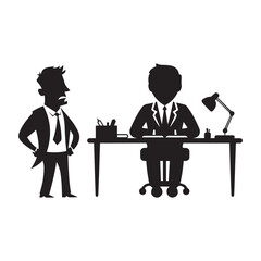  Professional Business Meeting Vector Illustration business illustration, vector art professional meeting, office scene, corporate design, silhouette illustration, business partners, office desk