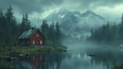 Fototapeta premium A remote mountain community calls in a detective to solve a puzzling series of break-ins that leave behind oddly arranged clues,