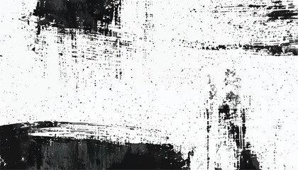 Black and white Grunge background.  Abstract monochrome vector texture. Grunge Texture Vector Isolated on White Background. Background of cracks, scuffs, chips, stains, ink spots, lines. EPS10.