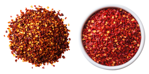 Spicy Food Challenges Concept. Vivid Detail of Crushed Red Chili Flakes on White Background for Culinary Use and Spice Explosion Concepts