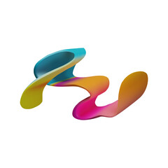 Abstract curve ribbon vector icon, multicolored gradient swirl tape, volume wave shape, dynamic rainbow smooth texture